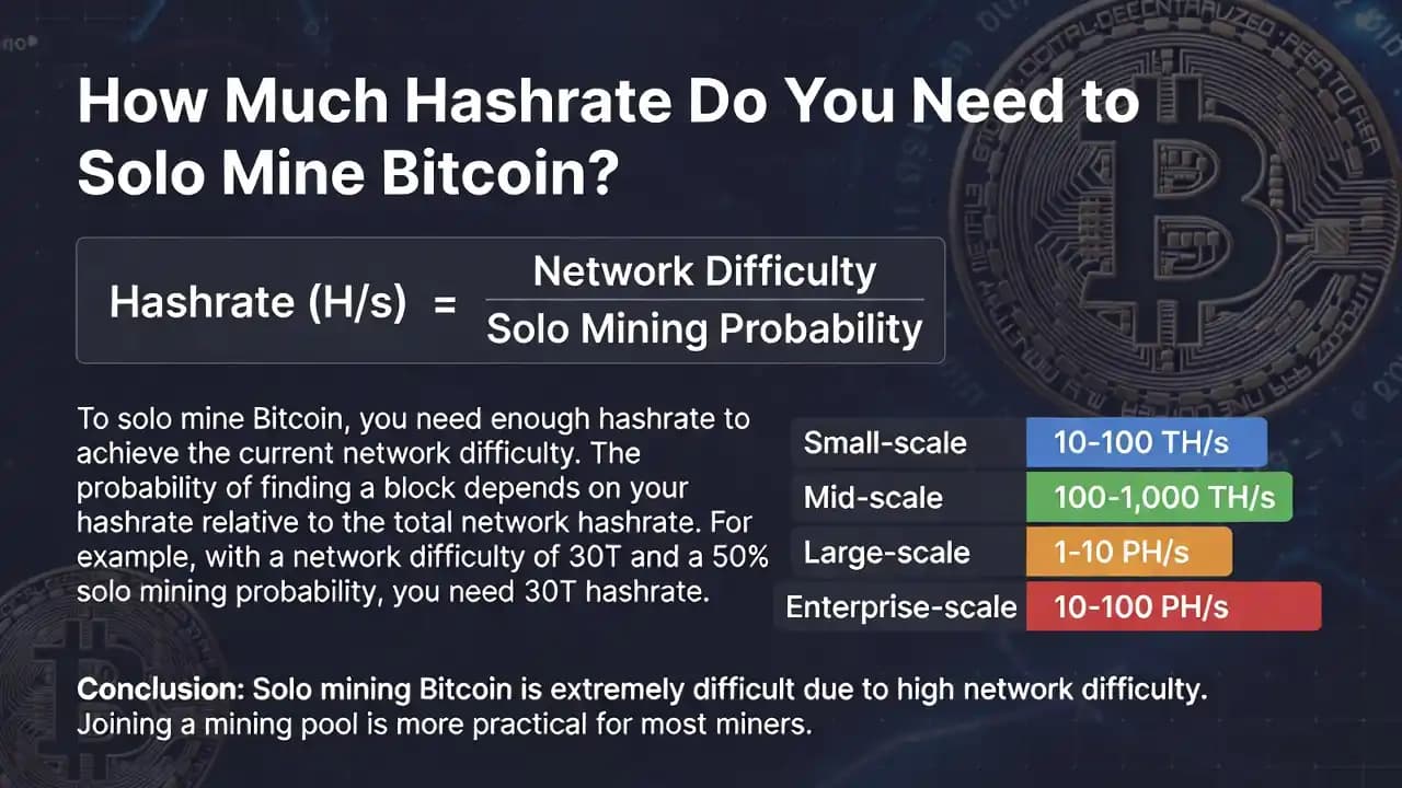 Bitcoin network hashrate and solo mining concept
