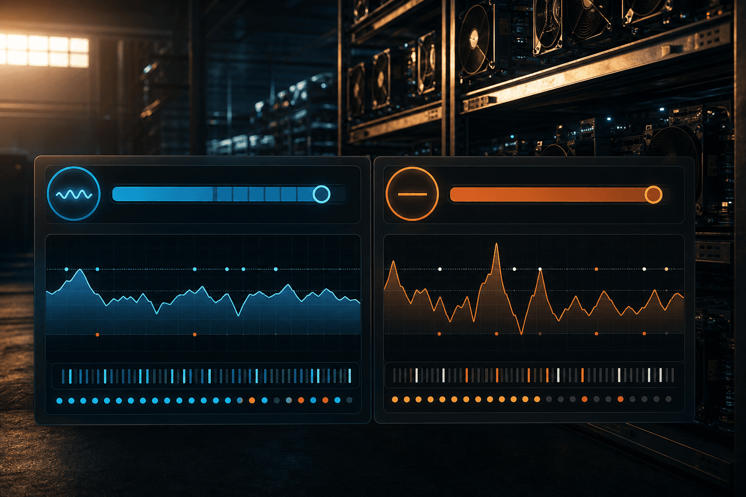 Pool dashboard comparing share difficulty settings across a mixed ASIC fleet